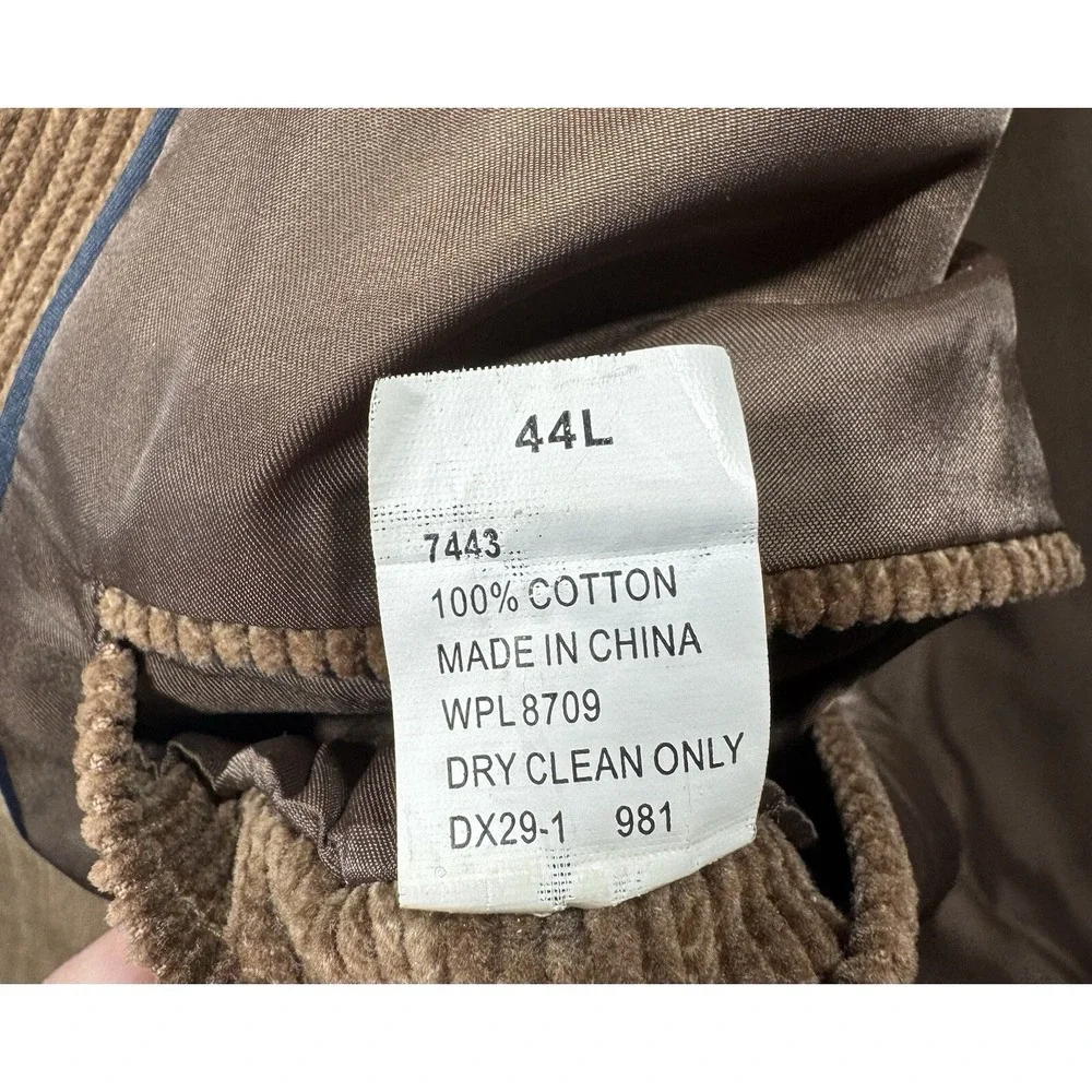 DOCKERS 44L Brown Corduroy Blazer Jacket‎ Sport Coat Single Breasted Professor